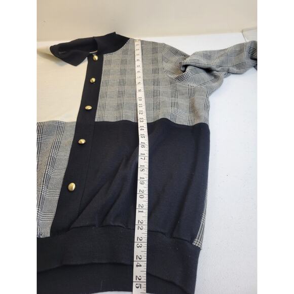 Alfred Dunner Gray Black Colorblock Buttons Long Sleeve Top Women's Size Large - Picture 4 of 8